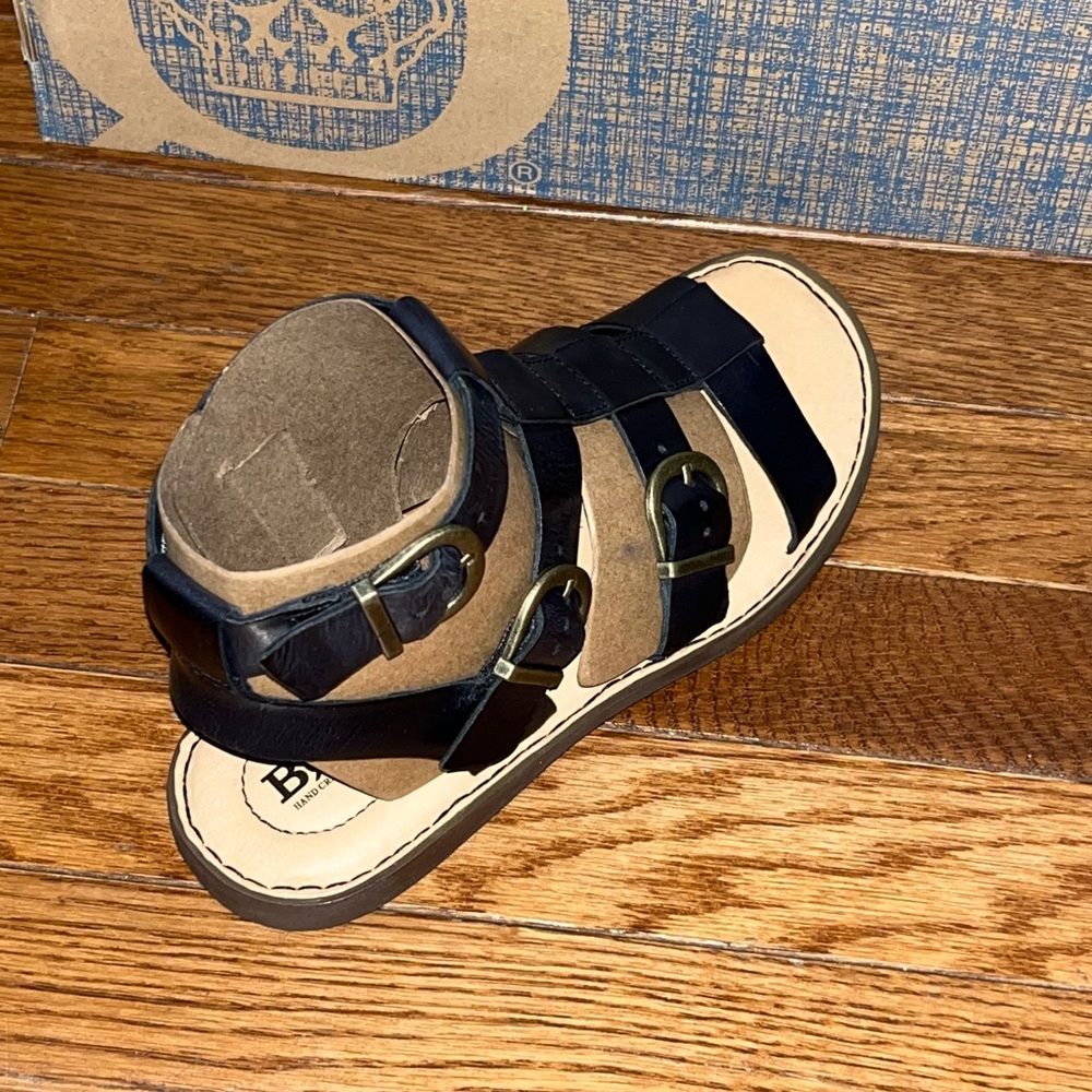 Born Haidee Leather Comfort Gladiator Sandals Black Straps & Tan Sole Women’s 6 - Picture 6 of 10